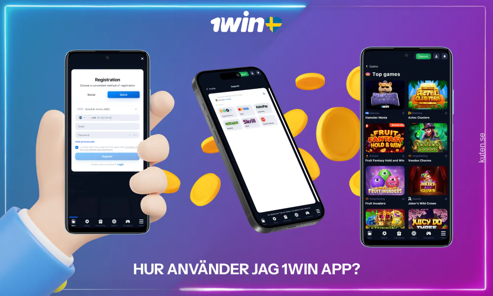 För att använda 1win-appen i Sverige registrerar du dig, sätter in pengar på ditt konto, väljer ett casinospel eller sportevenemang och lägger ett spel